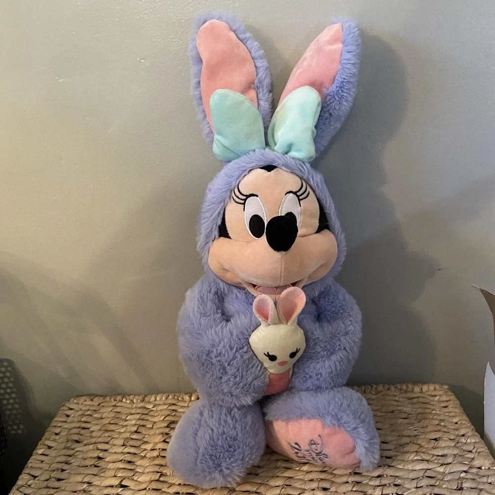 Disney Store Minnie Mouse Easter Bunny Plush Toy Doll 18" Purple Rabbit 2019 - Picture 1 of 4